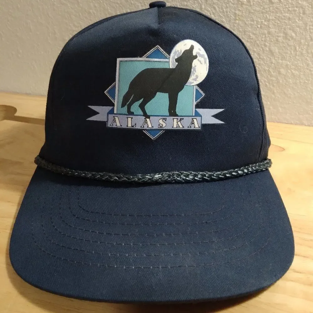 Vintage Alaska Howling Wolf Logo Rope Snap Back Hat